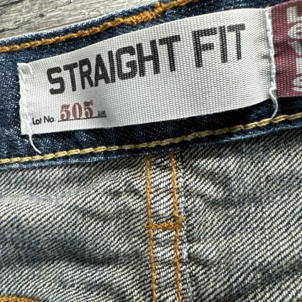 Levis Denim Jeans Mens 40x31 Blue 505 Straight Relaxed Classic Cowboy Western