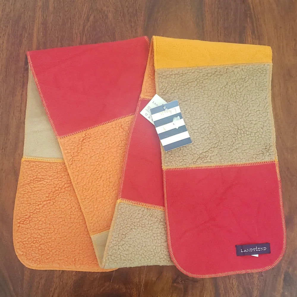 NWT Lands' End Marinac Insulated Sherpa Scarf Red Orange
