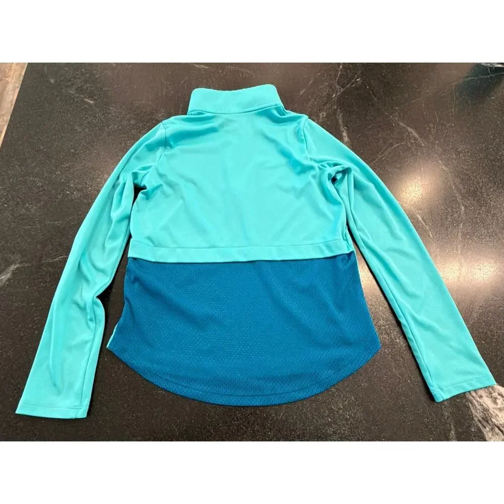 Under Armour girls turquoise heatgear long sleeve layer 1/4 zip  YM