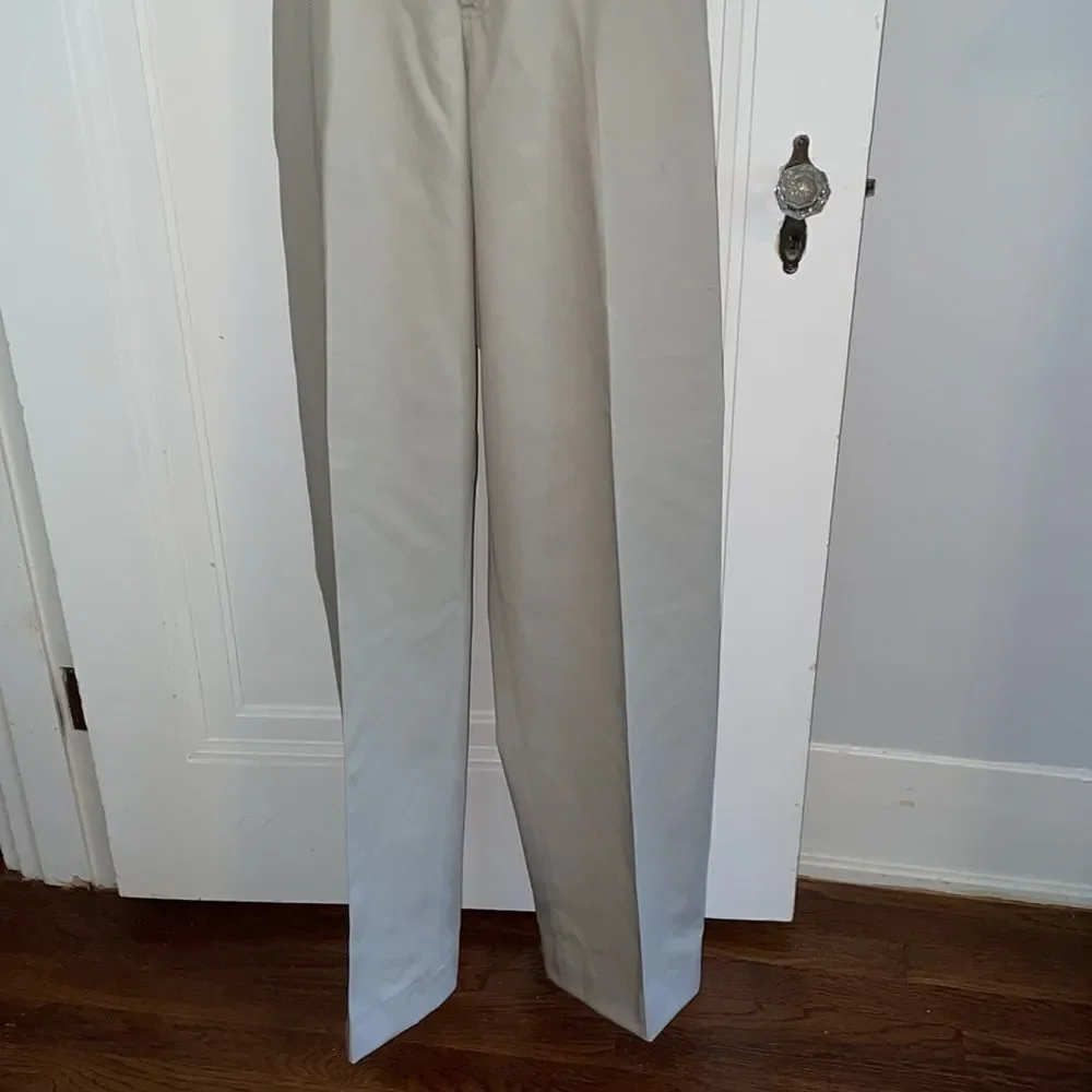 L.L. Bean Comfort Waist Belt cotton khaki flat front pants‎