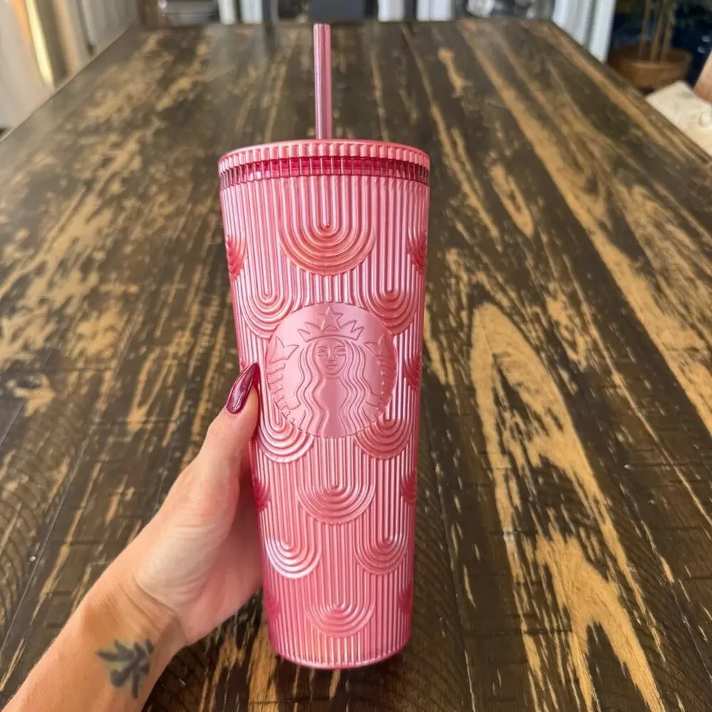 Starbucks - Red Geometric Tumbler with Straw – 24oz