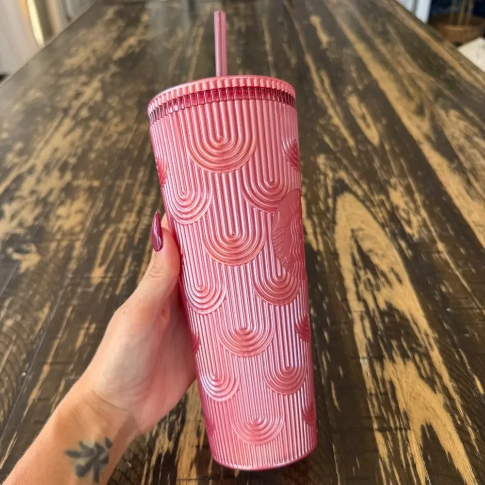 Starbucks - Red Geometric Tumbler with Straw – 24oz
