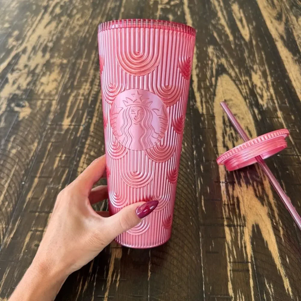 Starbucks - Red Geometric Tumbler with Straw – 24oz