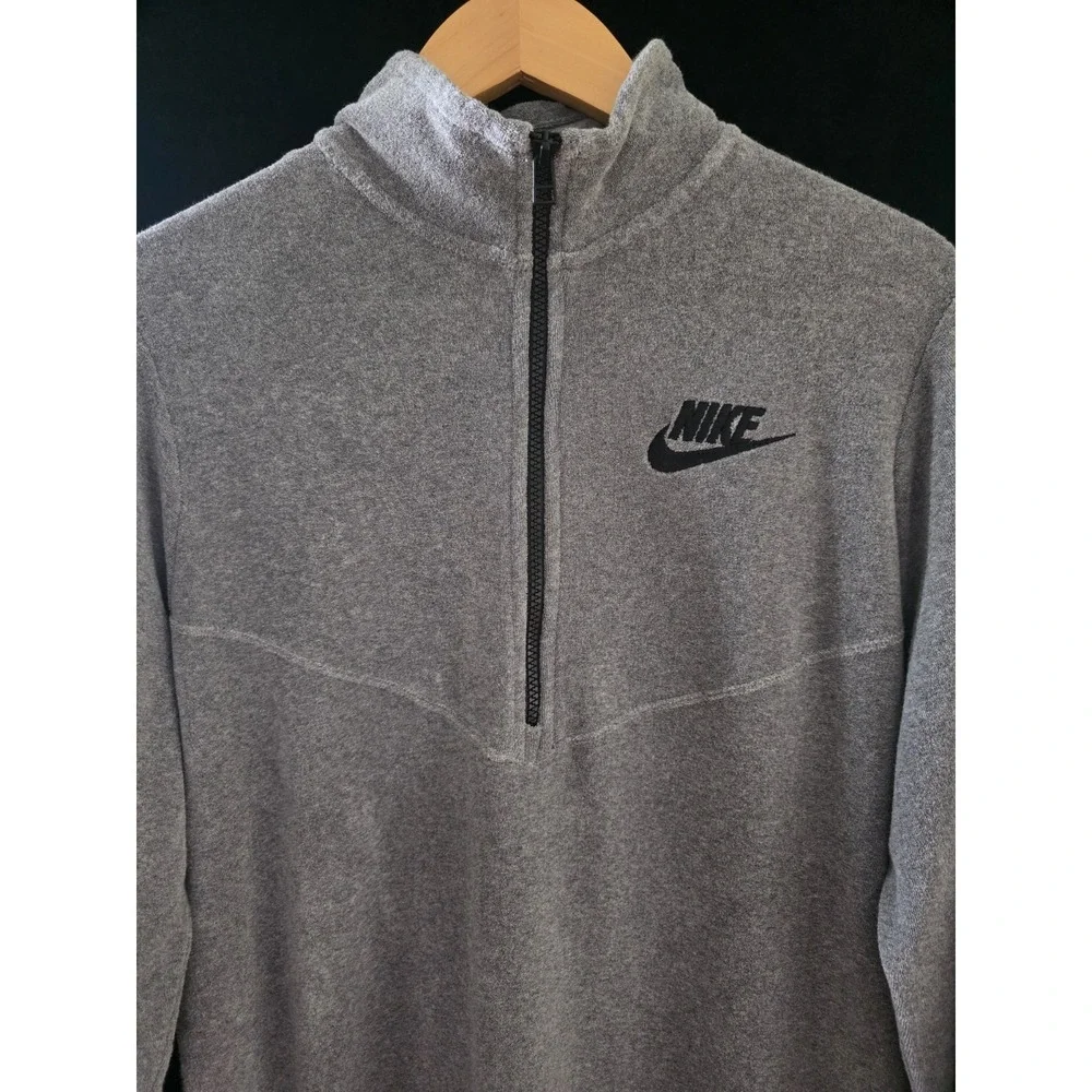 Nike Terry Sweater Dress Gray Collared Zip Long Sleeve Size M