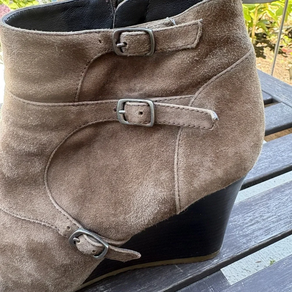 J. Crew Women's Greer Brown Leather Wedge Ankle Booties # 49152 Size ~10-10.5*