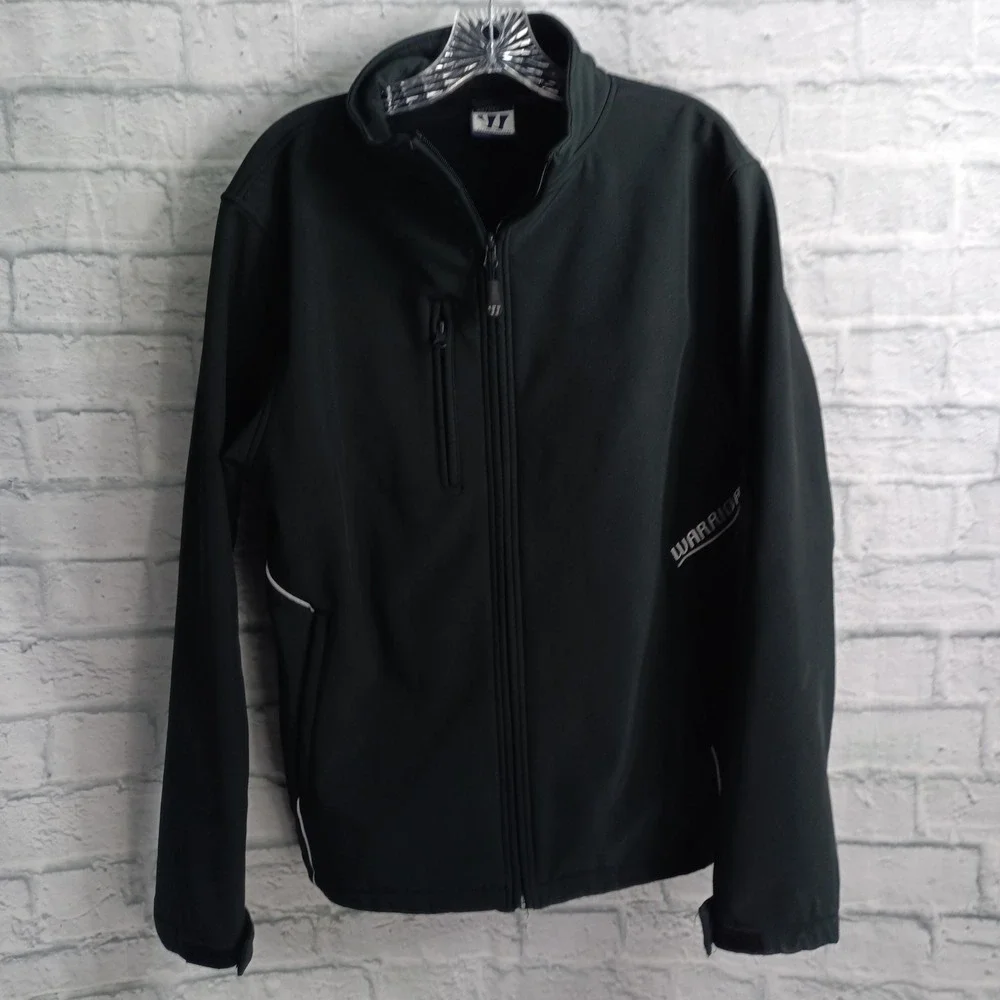 Warrior Mens Black Softshell Full Zip Athletic Jacket  Medium Embroidered Hockey