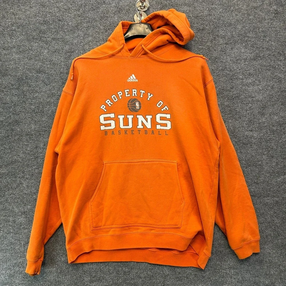 Phoenix Suns Adidas Hoodie Men's Orange Drawstring Basketball Sports Size Large