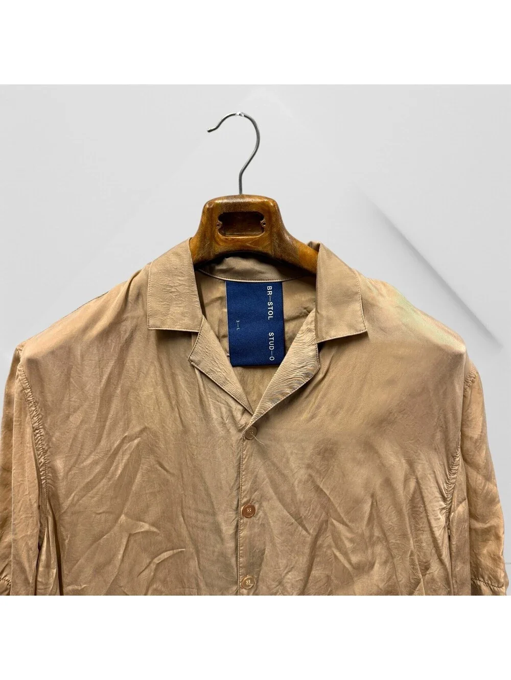 Bristol Studio Shirt Top Cream Beige Button Up BR-STOL STUD-0 L Japan 3 Silk