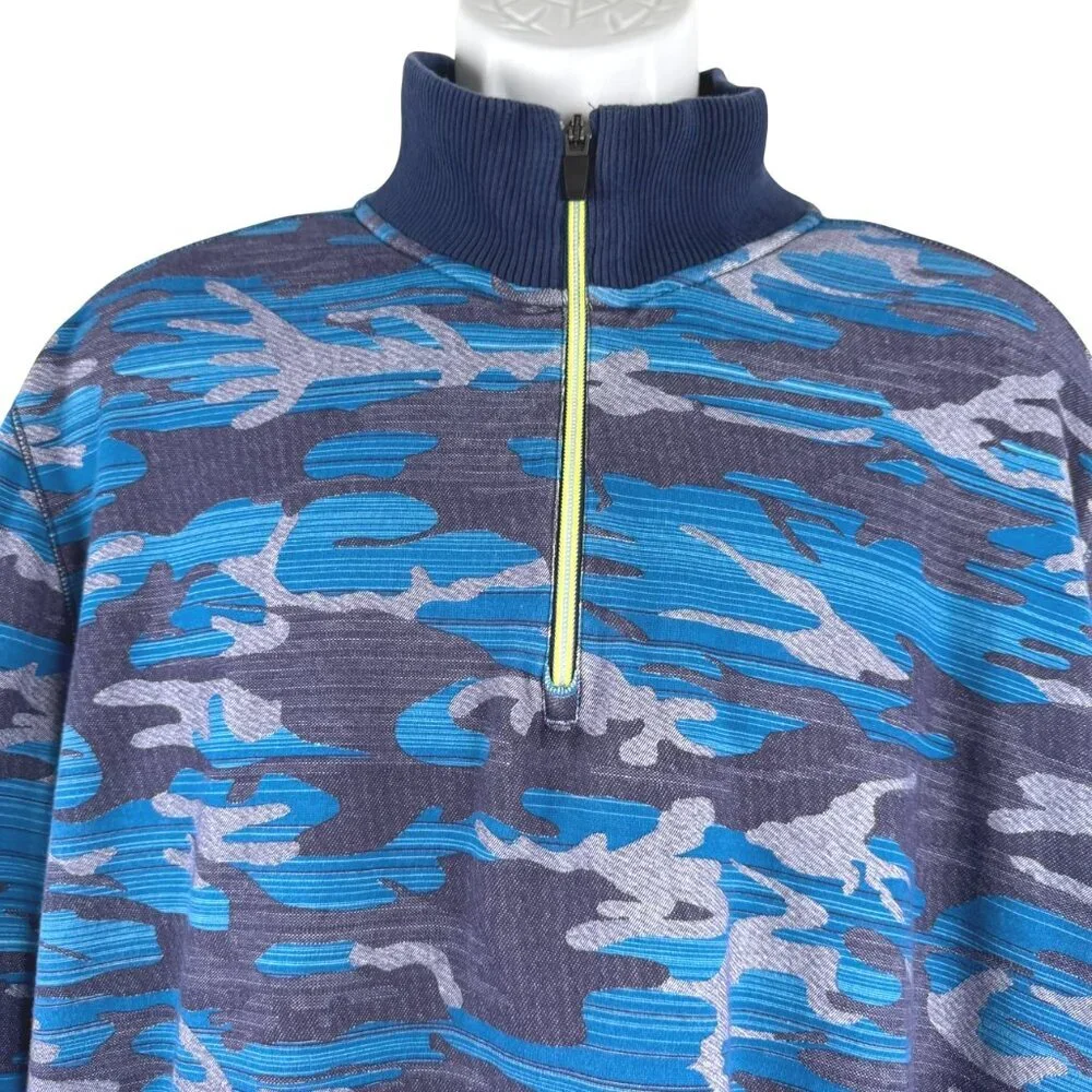 Robert Graham Street Circuit Knit Pullover Mens 2XL Camo 1/4 Zip Cotton‎ TP-2976