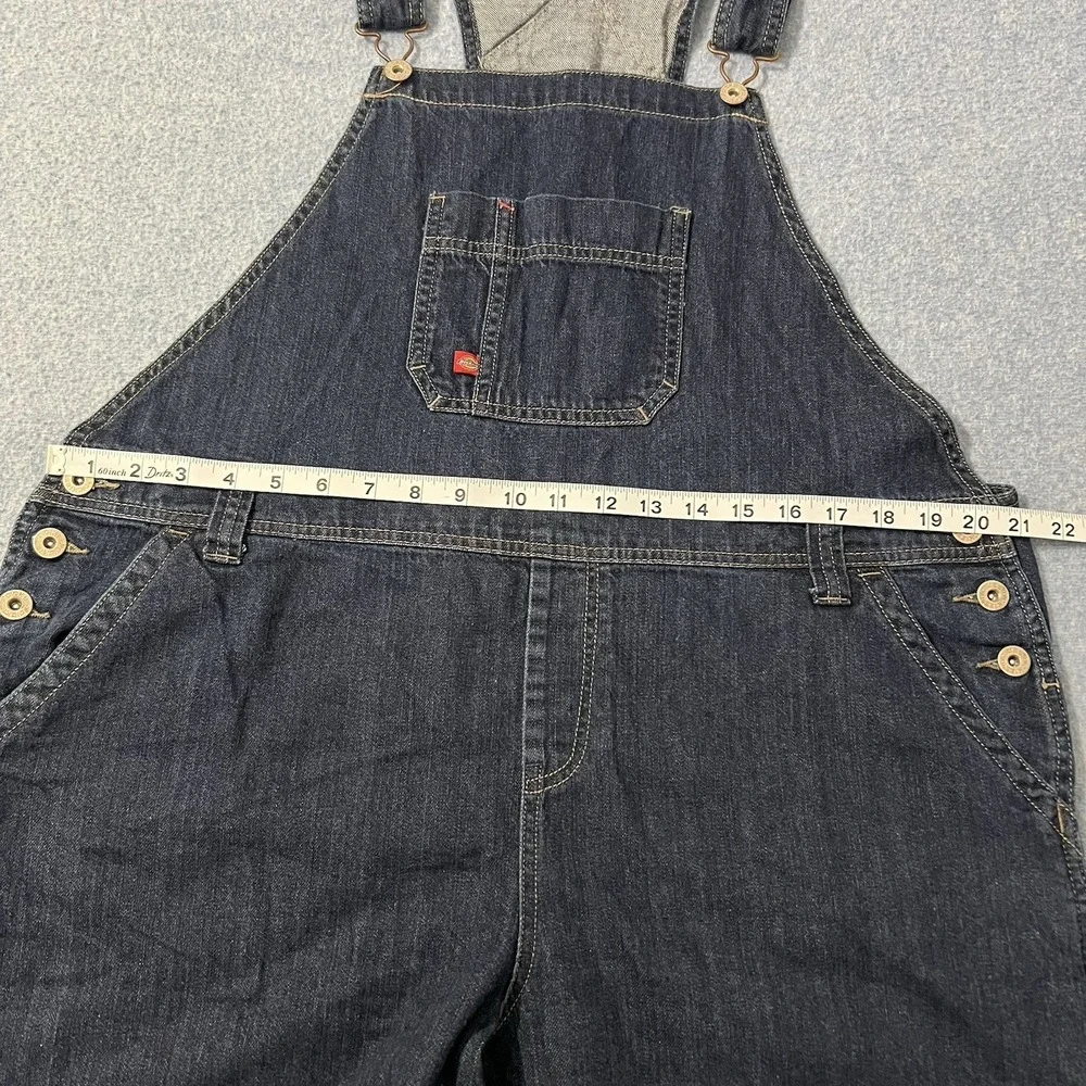 Dickies Denim Bib Overalls Mens L Fit 42x31 Blue Carpenter Jeans Relaxed Loose