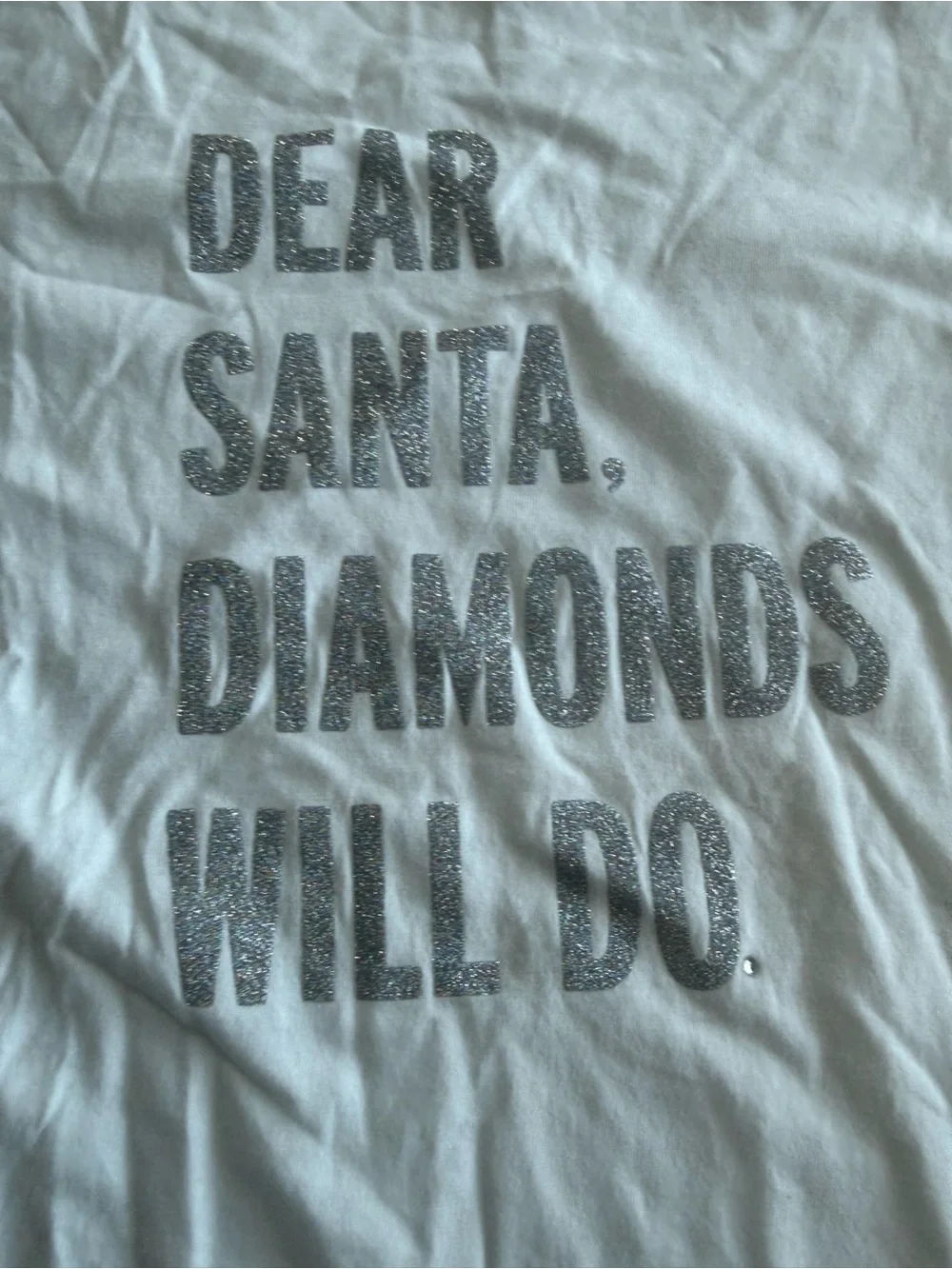 kate spade White Tee with Silver Glitter Graphic