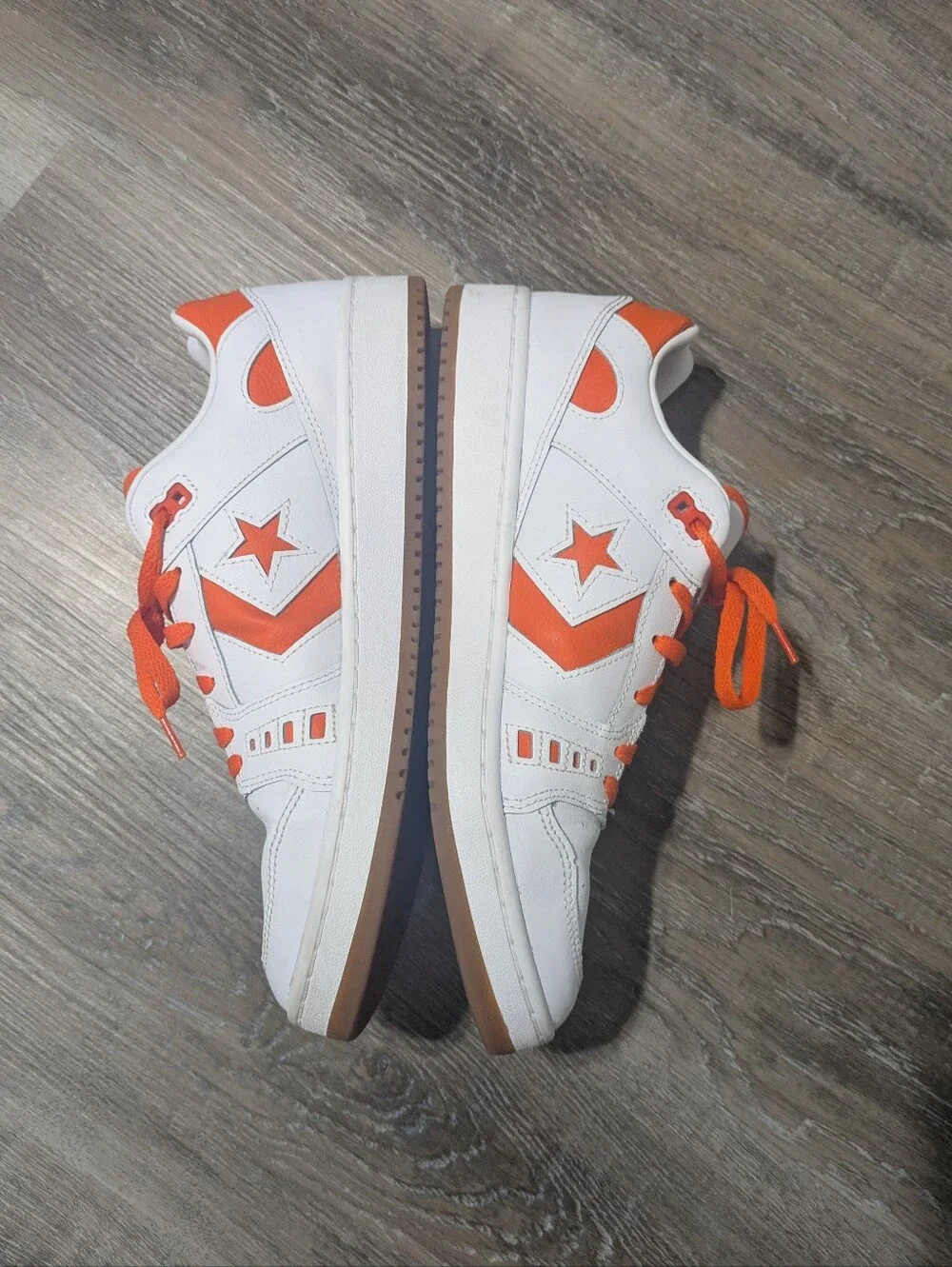 Men's Converse White and Orange Lace-Up Sneakers Size 11