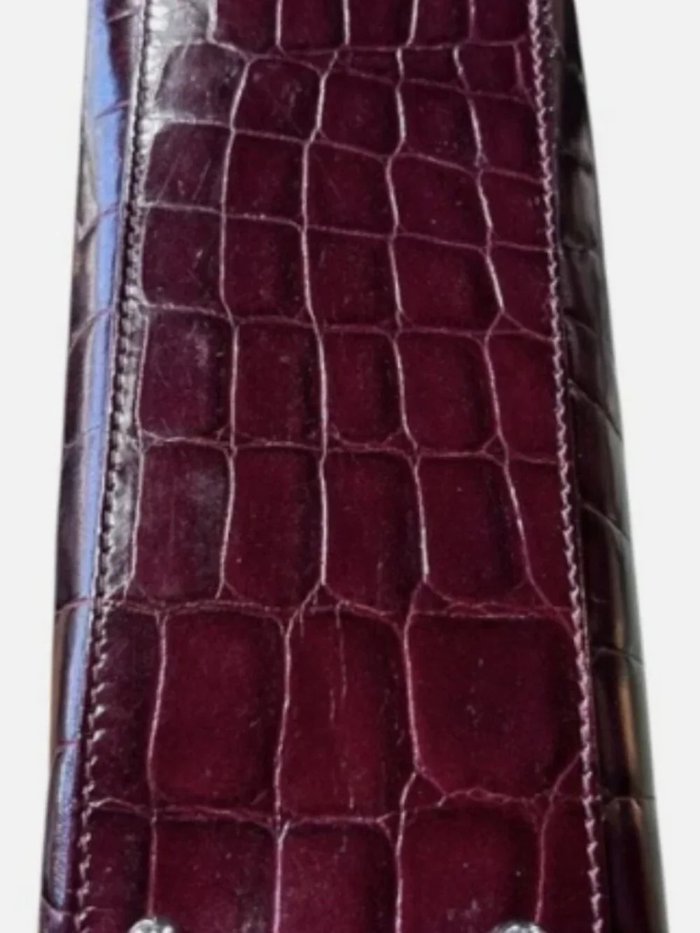 VINTAGE DESMO ITALIAN CROC PURSE BURGUNDY SMALL SCUFFS ON CORNERS