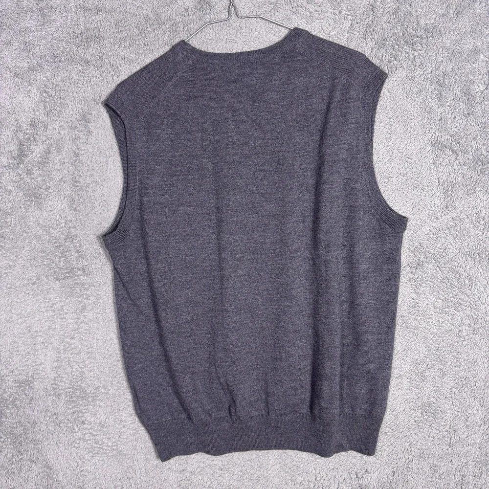 Brooks Brothers Sweater Vest Mens L Extra Fine Italian Merino Wool V Neck Jumper