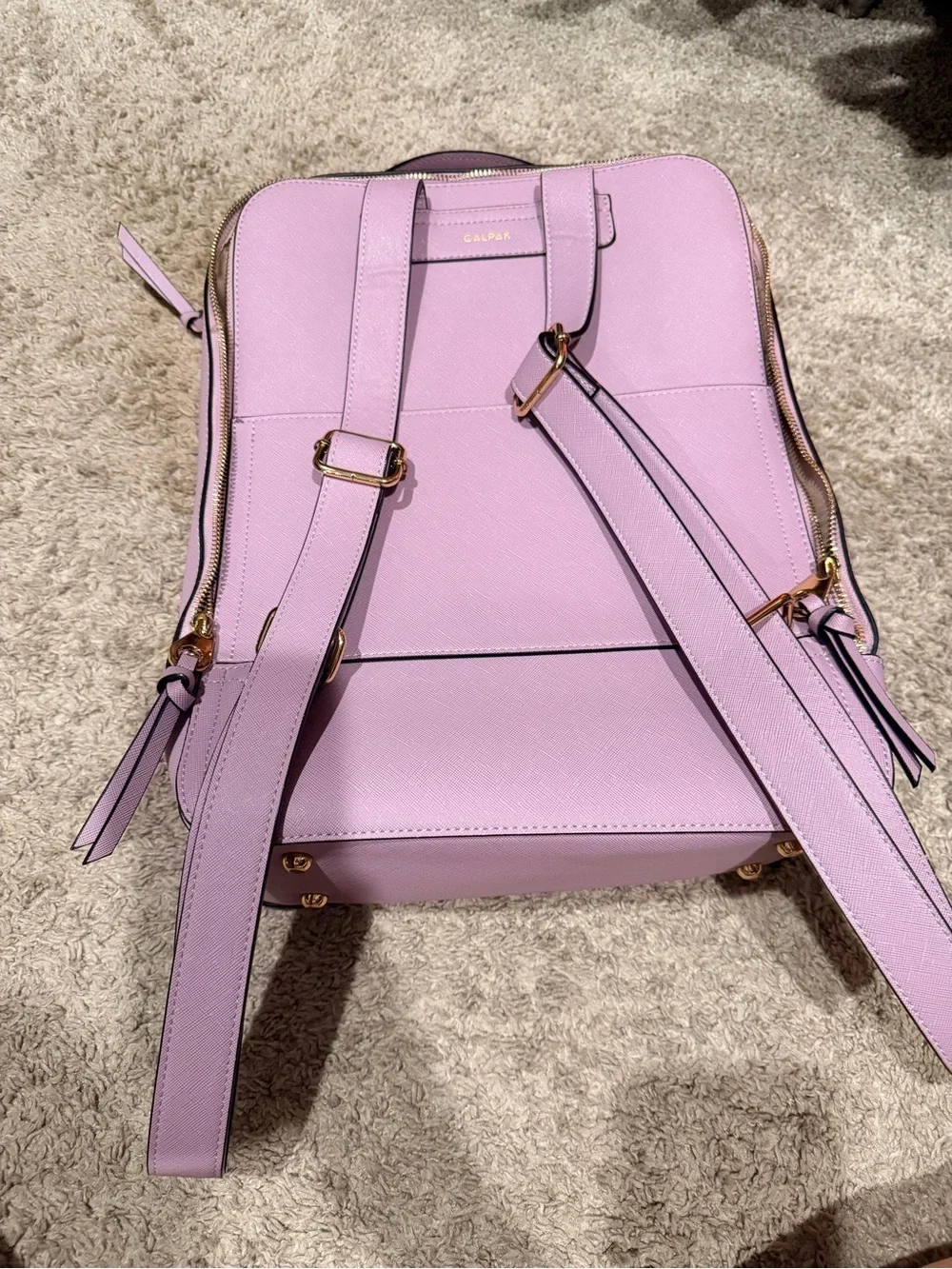 Calpak Lavender Lilac Backpack Tote with Whipstitch Detail