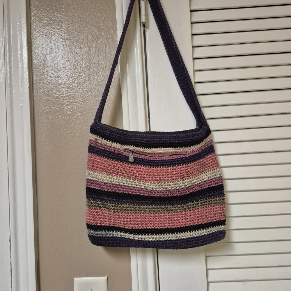 SAK Striped Crochet Shoulder Bag