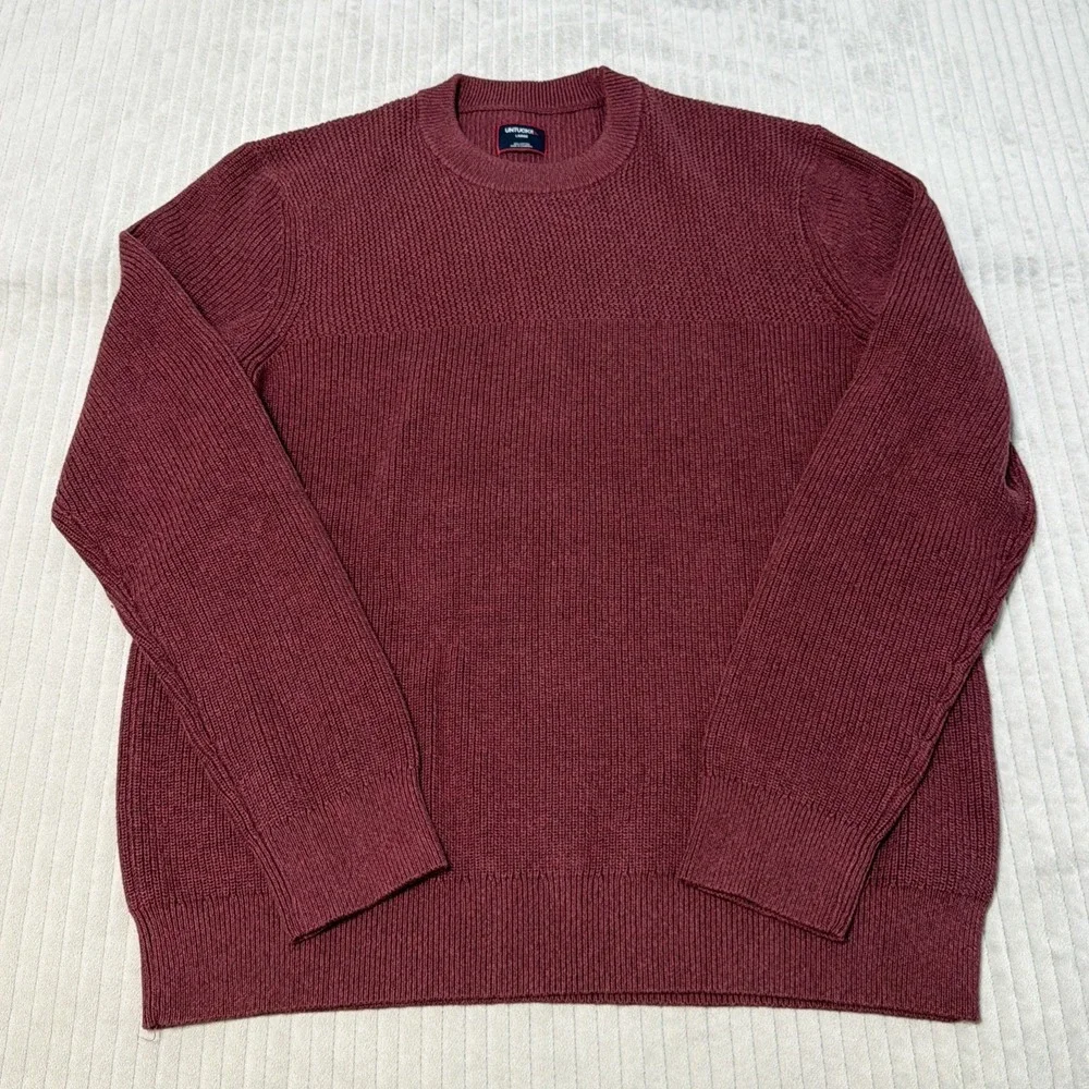 Untuckit Seaver Knit Sweater Men's Pullover Red Size Large Golf