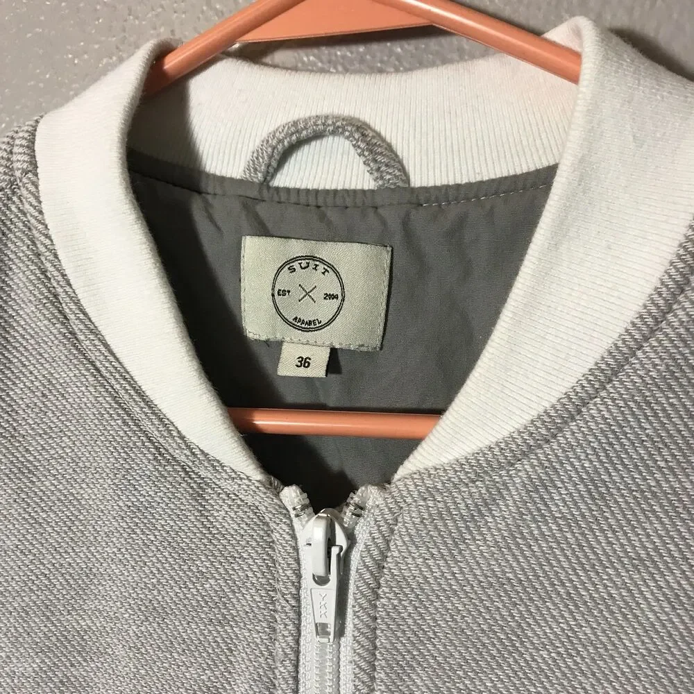 Suit Apparel Beige Zip Up Mens Jacket Sz 36 100% Cotton