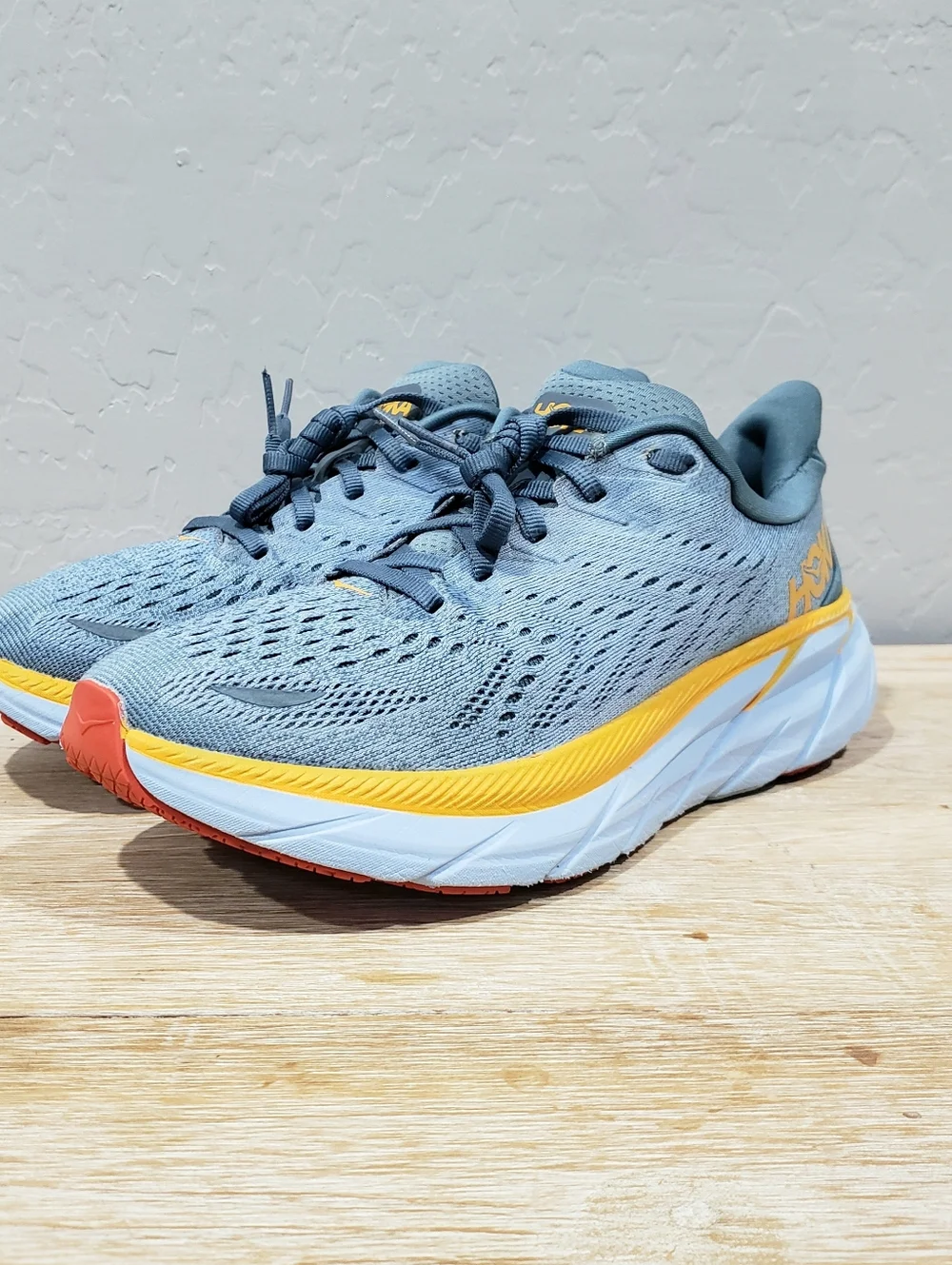 HOKA ONE ONE Men's Clifton 8 Running Shoes (8D/9.5W Women's) Blue Fog/Plein Air