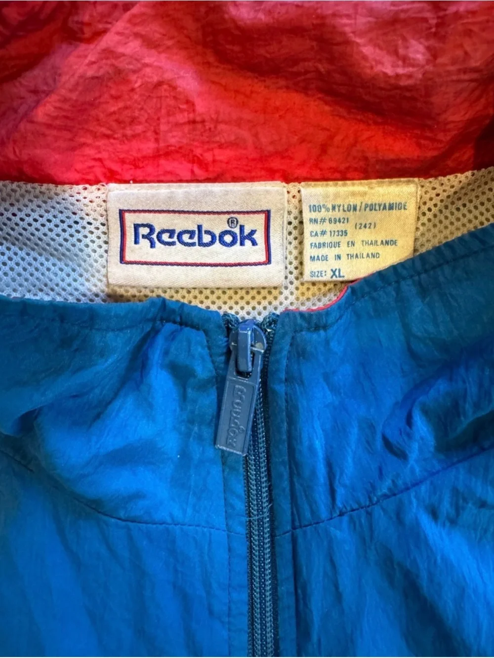 2 Vintage 90s Reebok Windbreaker Jackets (Blue XL, Black L)