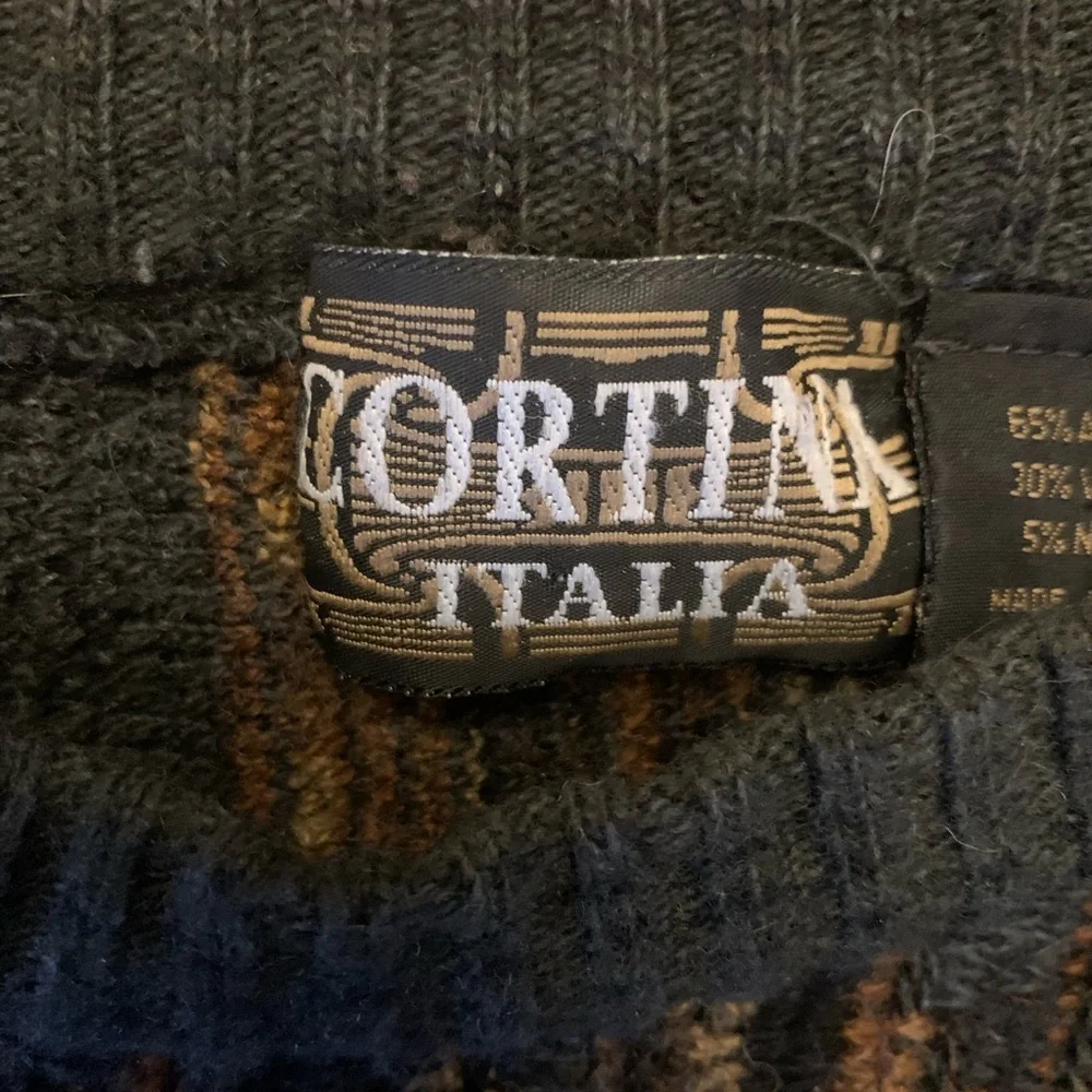 Vtg Cortina Sweater Multicolor Made Italy Cosby wool Blend Textured Grandpa XL