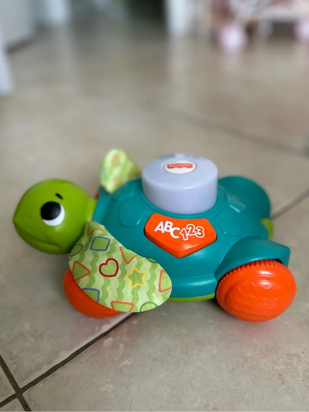 Fisher-Price Teal & Orange ABC 123 Turtle Pull Toy