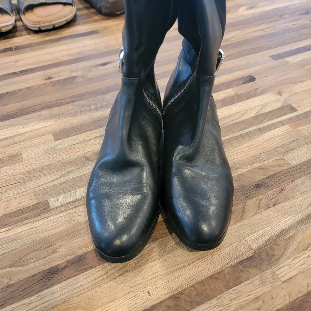 MICHAEL KORS Hamilton Stretch Leather Boots Size 6M Tall Riding Zip
