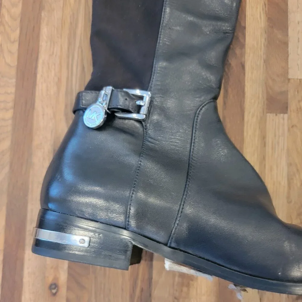 MICHAEL KORS Hamilton Stretch Leather Boots Size 6M Tall Riding Zip