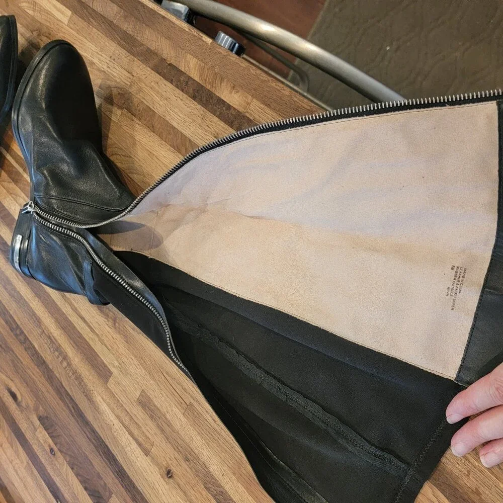 MICHAEL KORS Hamilton Stretch Leather Boots Size 6M Tall Riding Zip