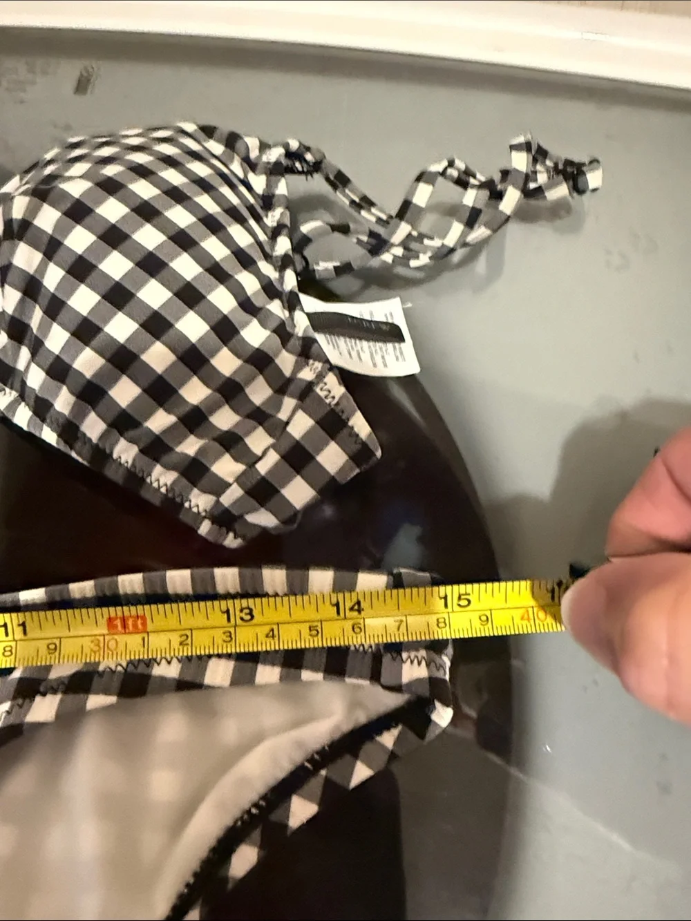 J Crew black  and White Gingham Bikini Set small bottom medium top