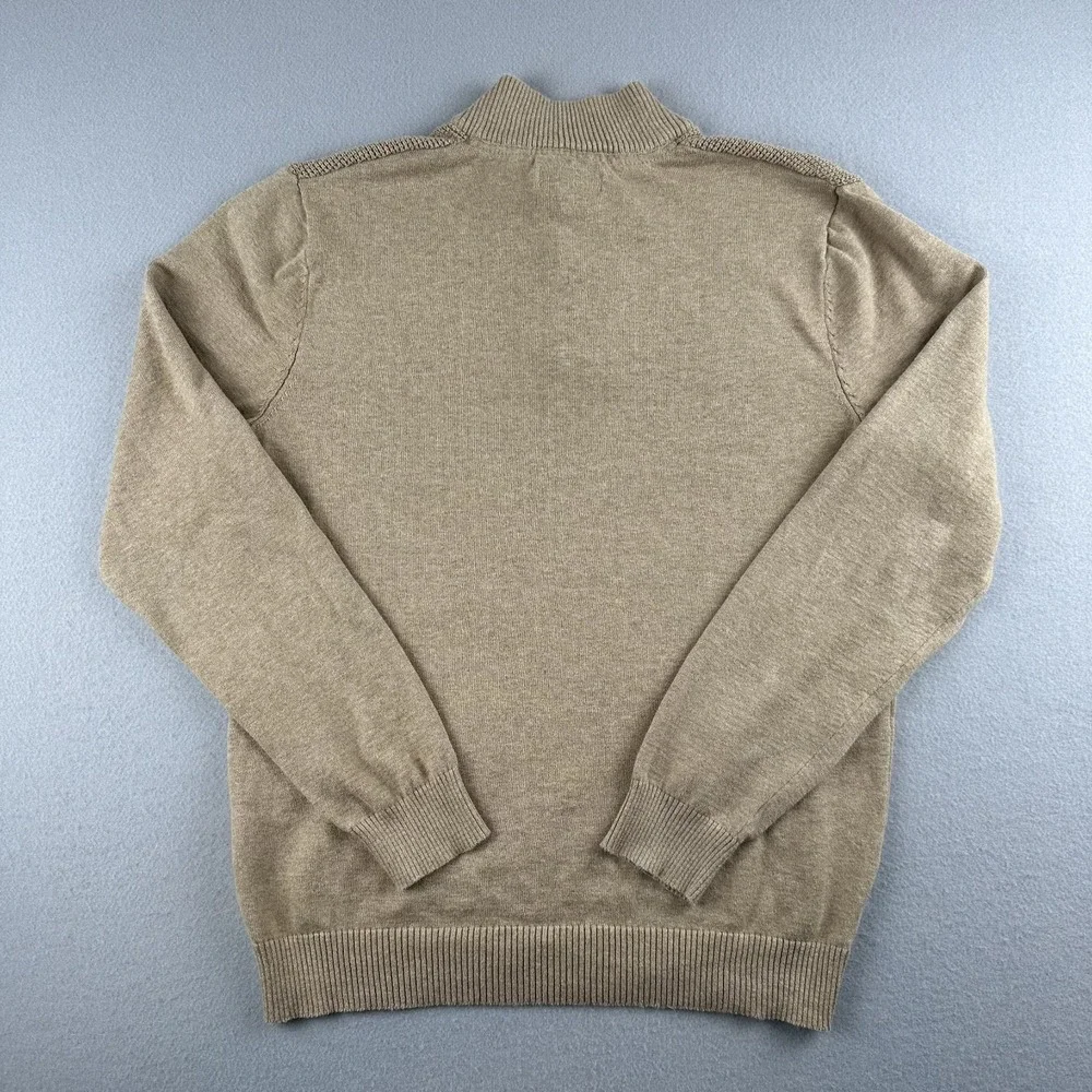 Club Room Mock Neck 3-Button 100% Cotton Pullover Mens Sweater Brown Size Medium