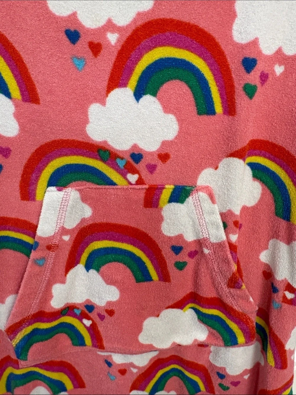 Boden Pink Rainbow & Cloud Kids Hoodie Coverup Pool Towel Vacation Beach