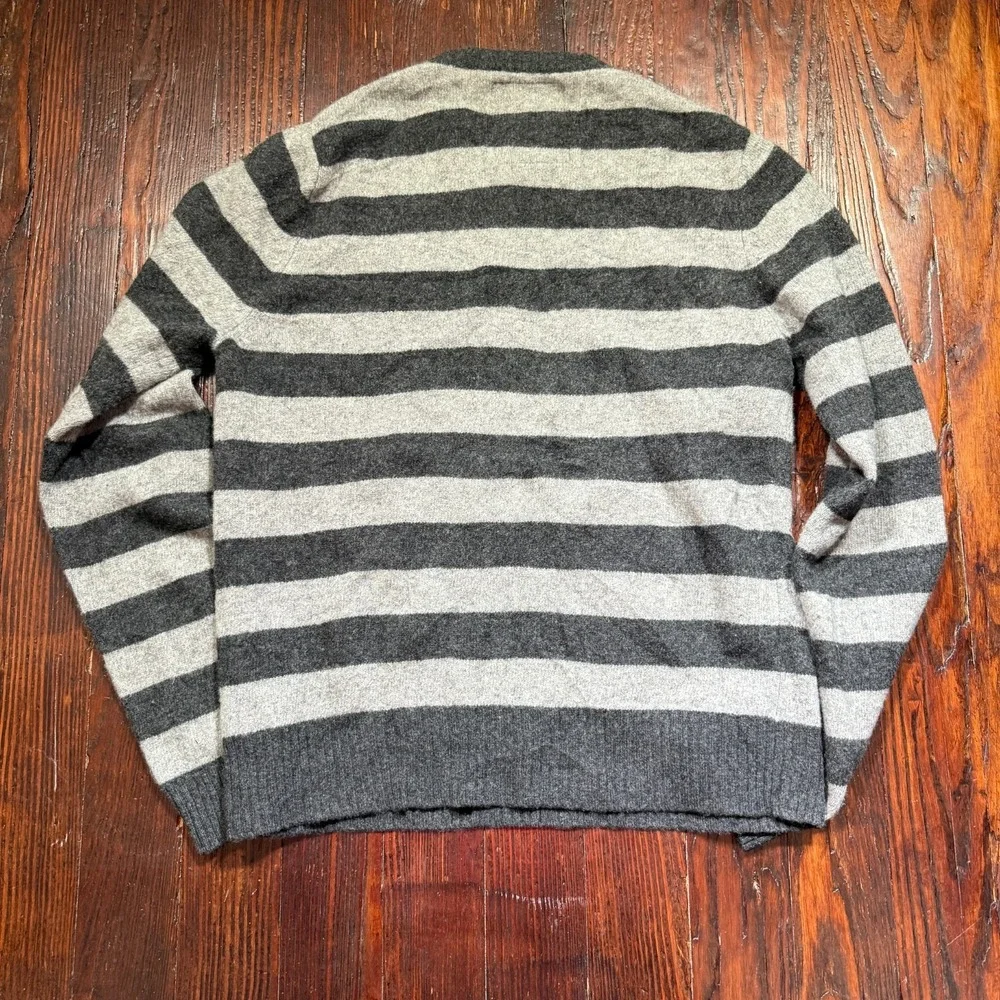 Abercrombie Fitch Sweater‎ Mens Large Gray Striped Lambs Wool Cashmere Logo
