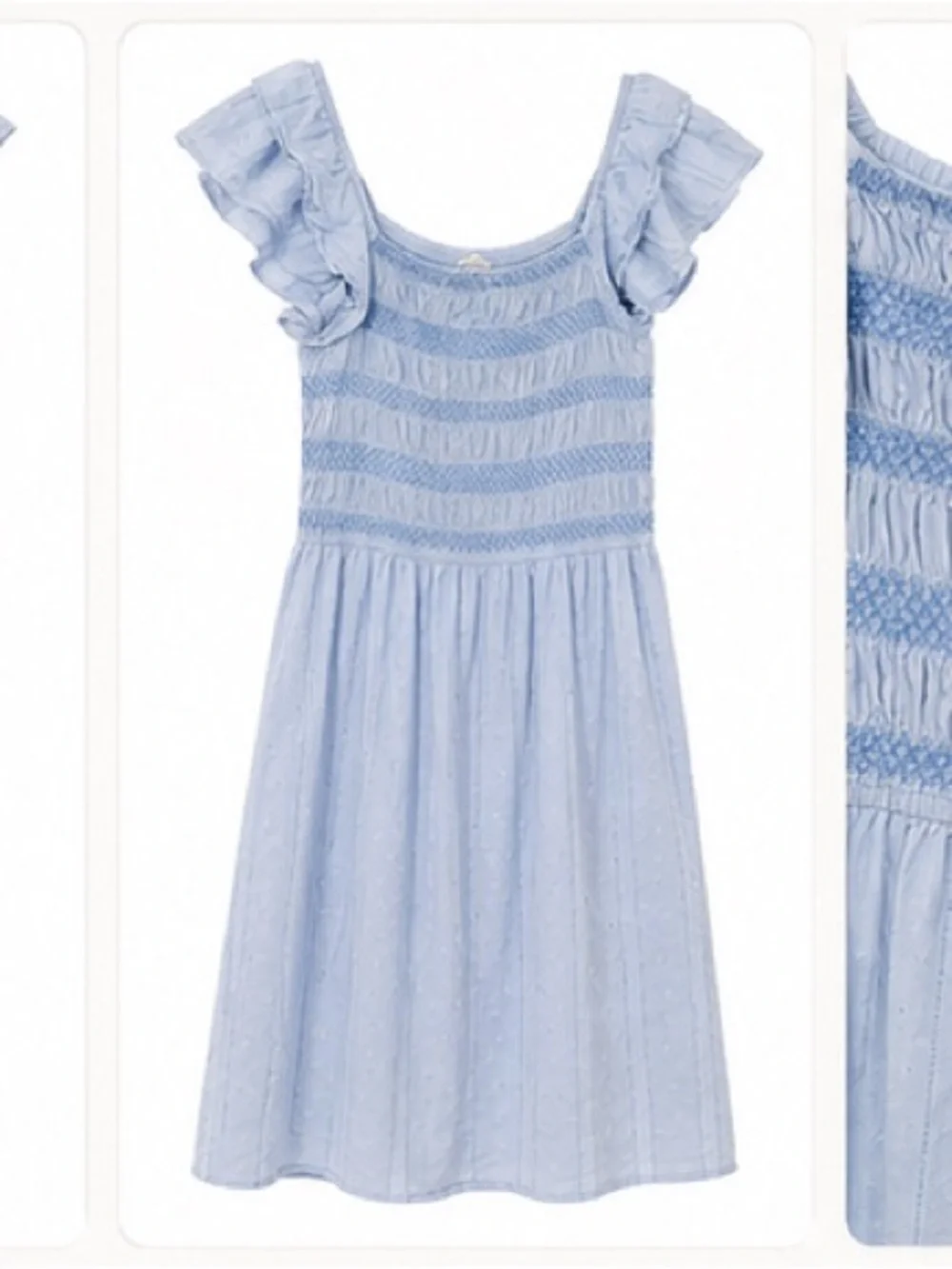 Hello Franki Light Blue Smocked Flutter Sleeve Dress