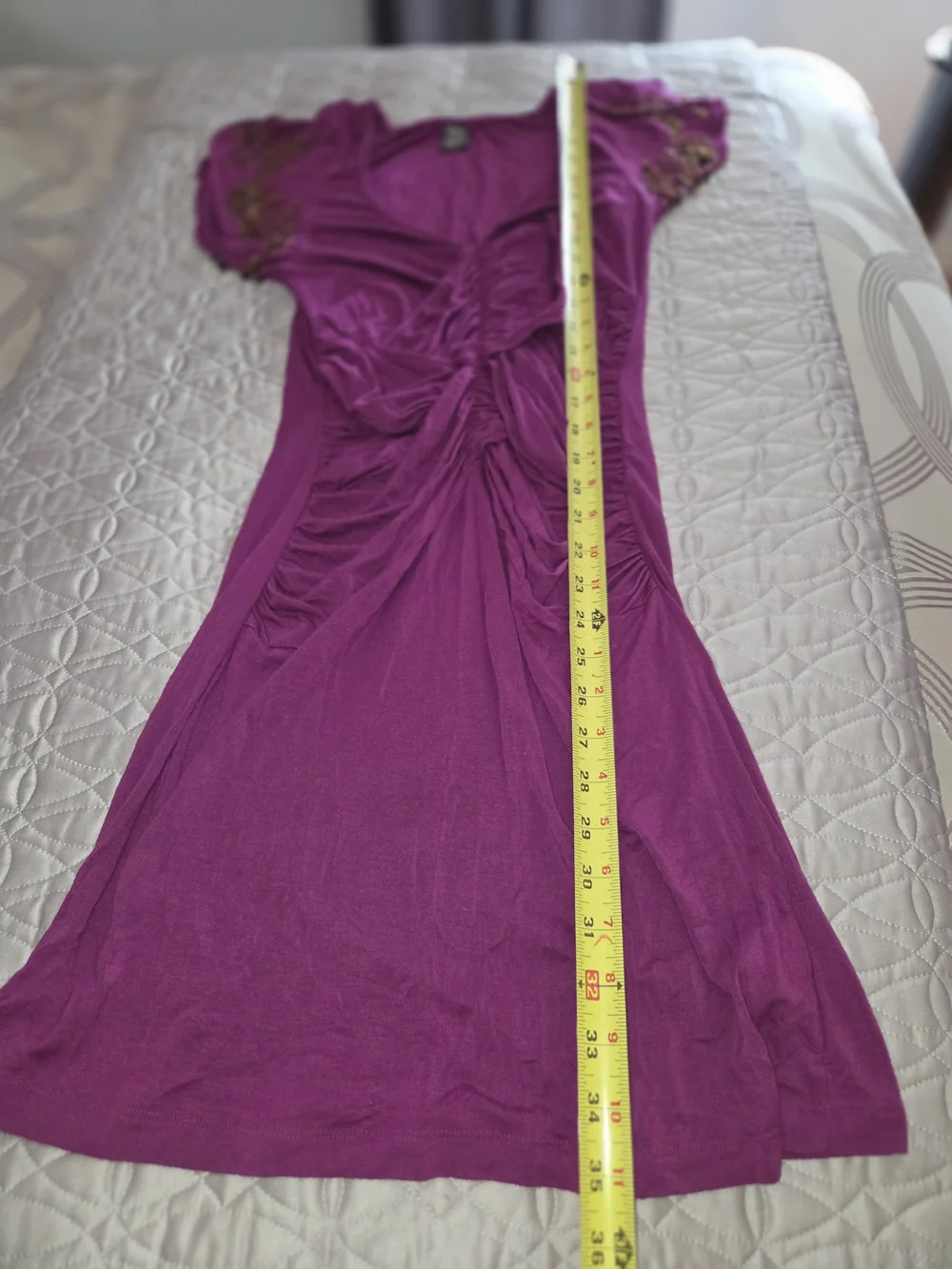 Free People Magenta Ruched V-Neck Midi Dress
