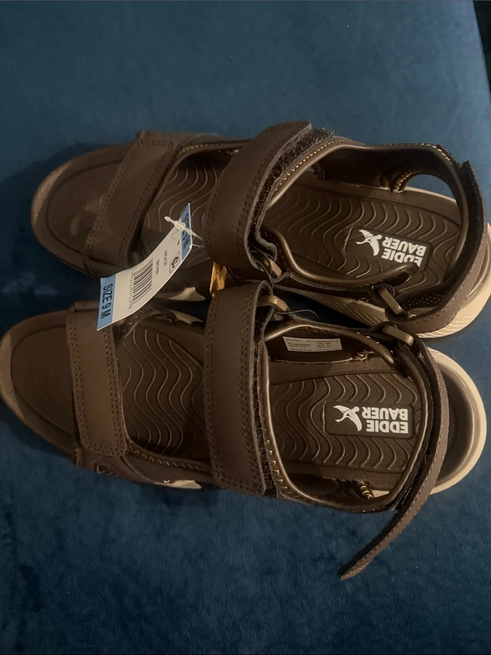 Eddie Bauer Boys Brown Adjustable Two-Strap Sandals