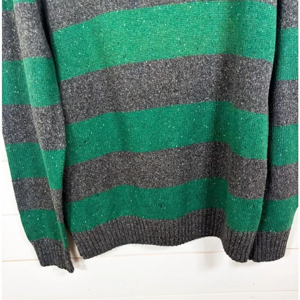 Urban Pipeline Men's Striped Knit Shawl Collar Sweater Heather Gray Green Large