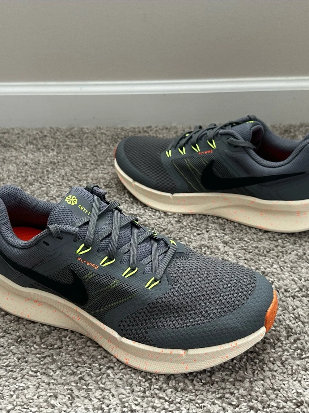Nike Women’s Run Swift 3 Running Shoes Sneakers Size 9.5 & 10 Grey/ Black/Orange