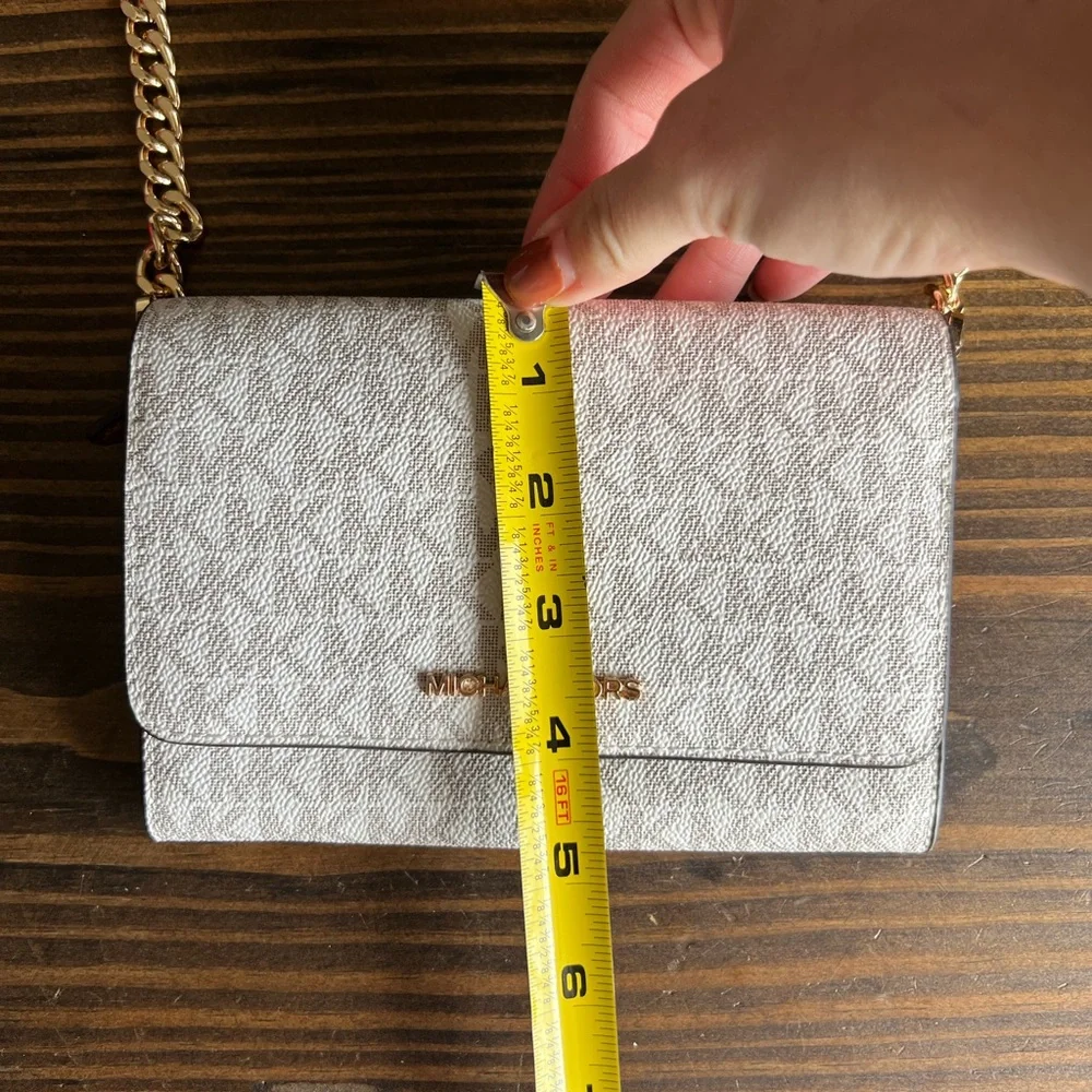 Michael Kors Crossbody Bag in White and Brown with Gold Hardware