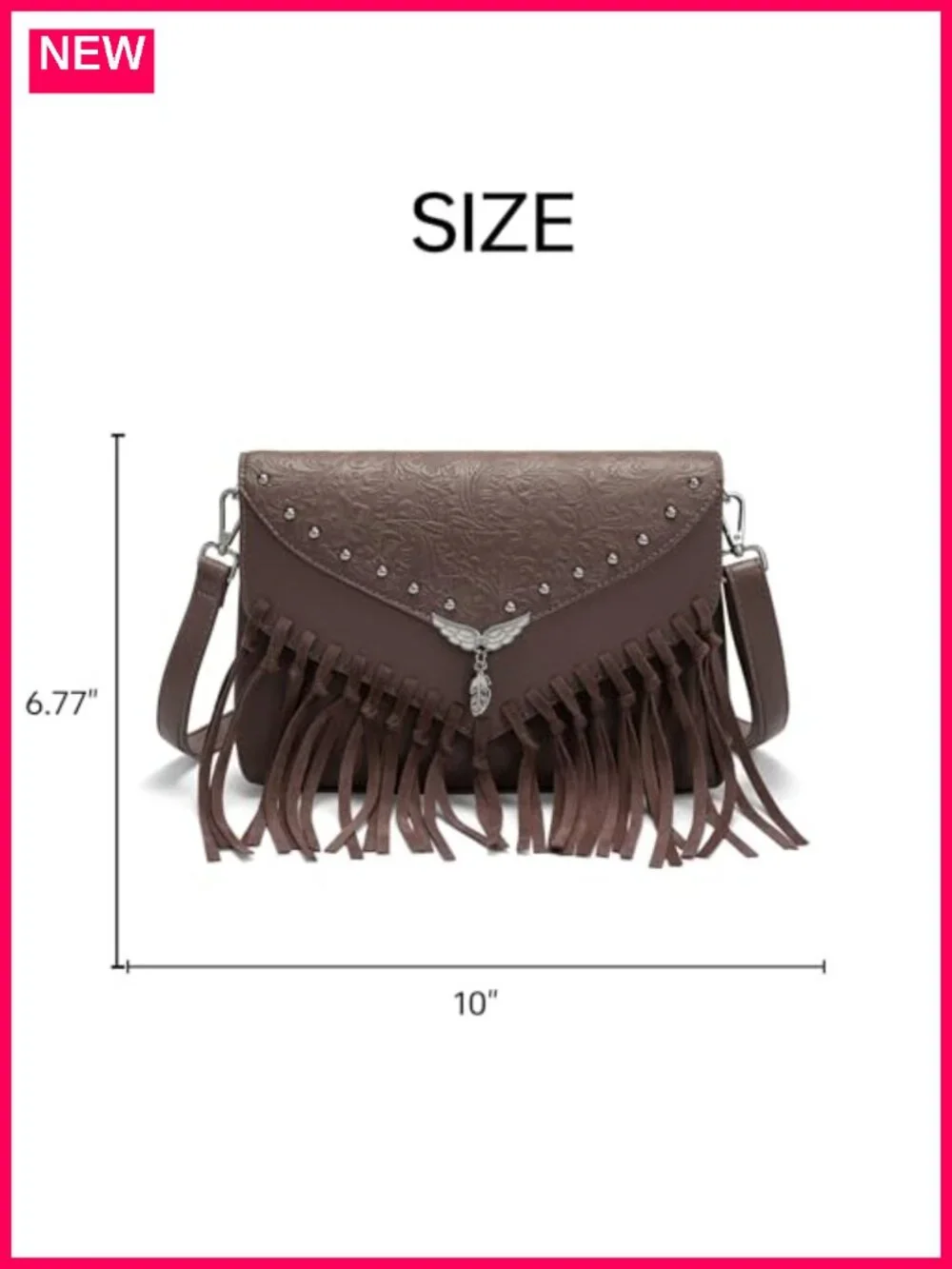 Small Fringe Crossbody Purse with Adjustable Strap PU Leather