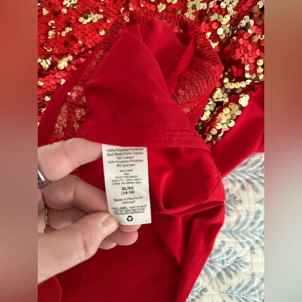 New Wonderkids Red and Gold Sequin Dress size XL or women small
