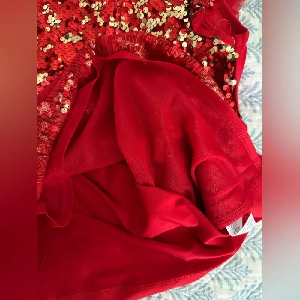 New Wonderkids Red and Gold Sequin Dress size XL or women small