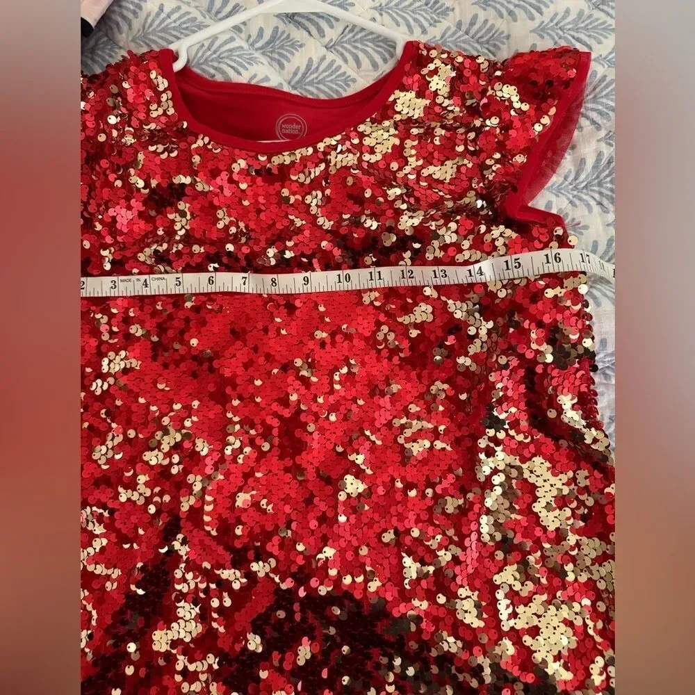 New Wonderkids Red and Gold Sequin Dress size XL or women small