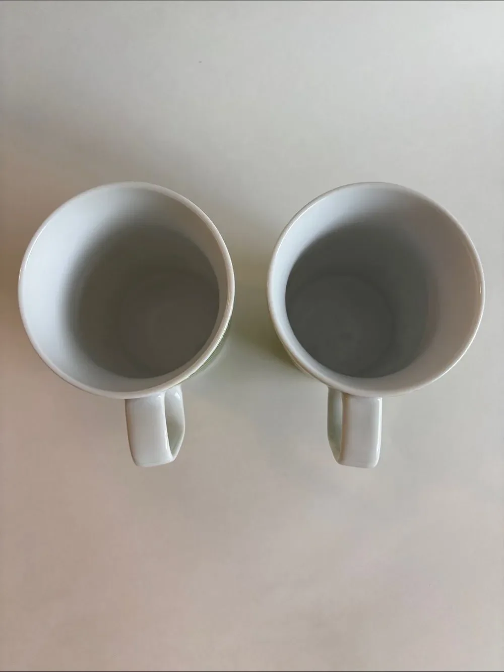 IKEA Green White Floral Geometric Vintage Style Ceramic Coffee Cups Set Of 2