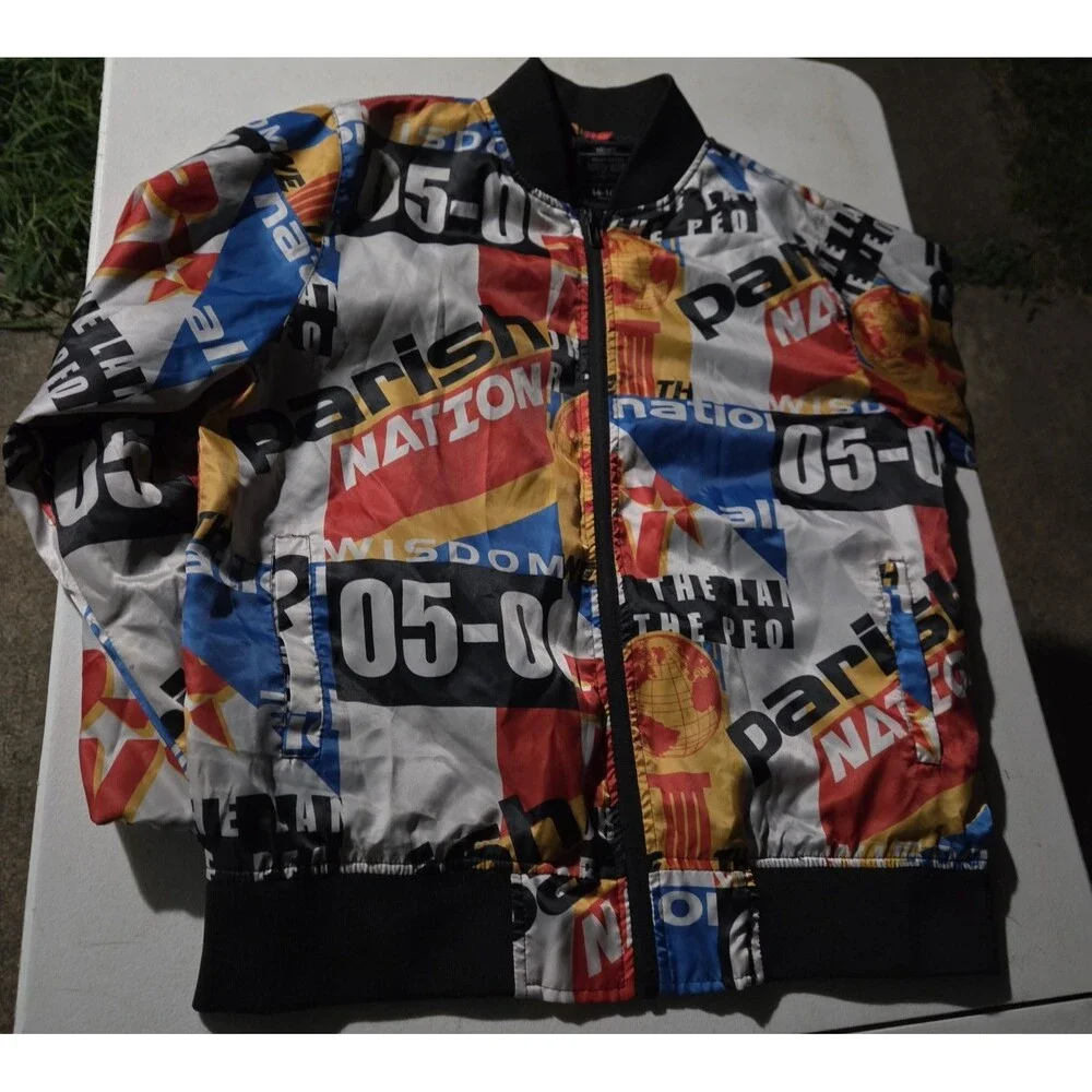 Parish Nation Youth Large 14-16 Bomber Jacket Graphic Streetwear Satin Full Zip