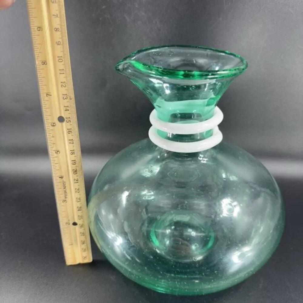 Paola‎ Navone Riviera Crate And Barrel Glass Vase Carafe Decanter Green Signed