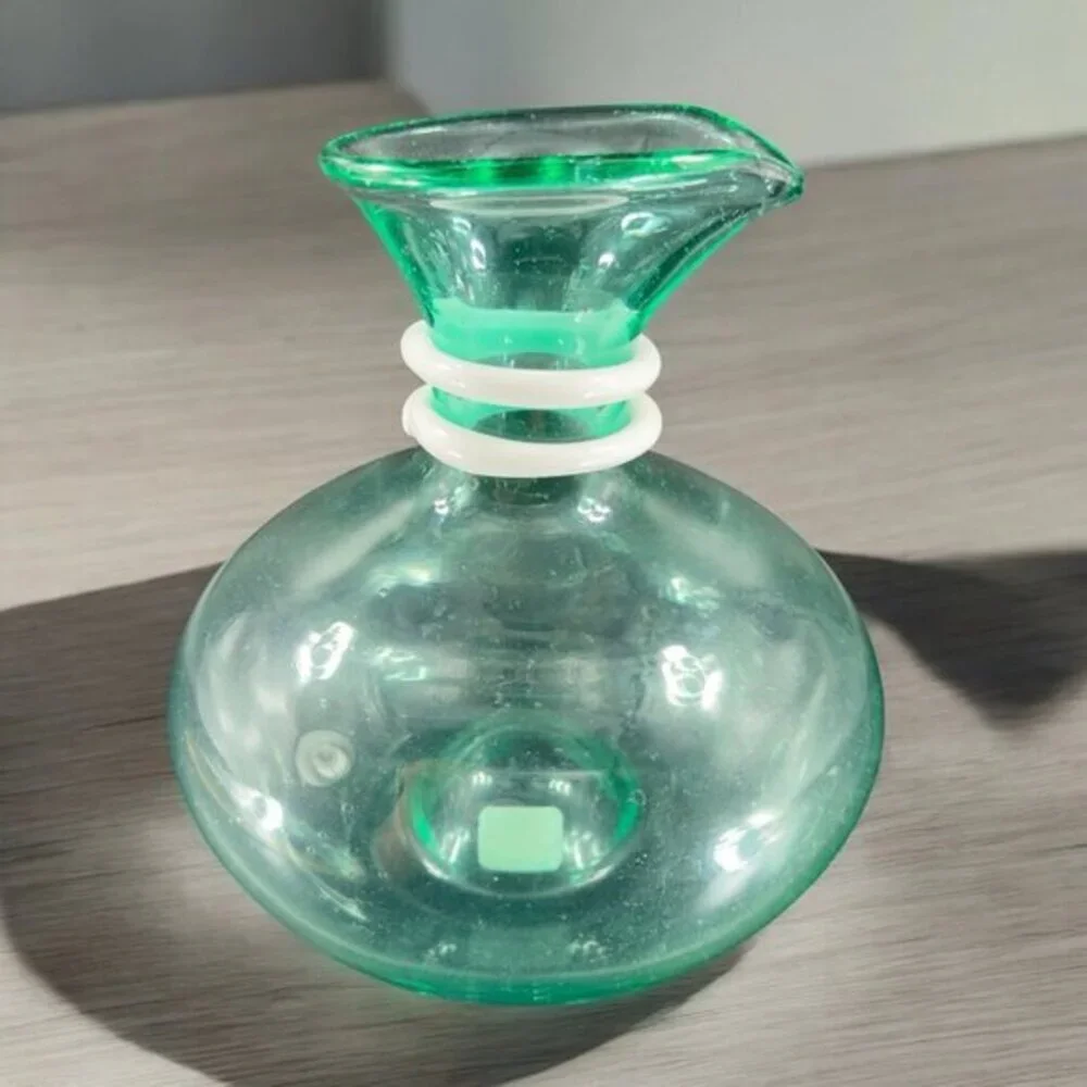 Paola‎ Navone Riviera Crate And Barrel Glass Vase Carafe Decanter Green Signed