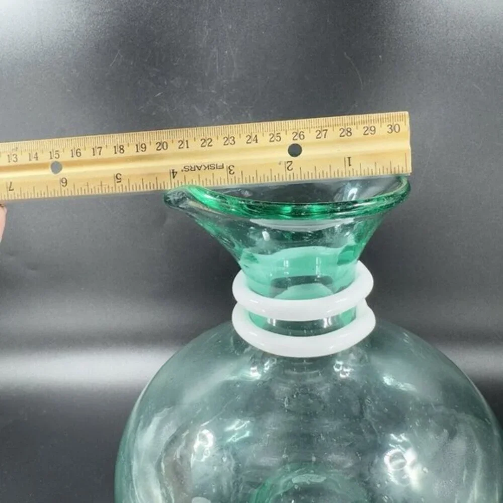 Paola‎ Navone Riviera Crate And Barrel Glass Vase Carafe Decanter Green Signed