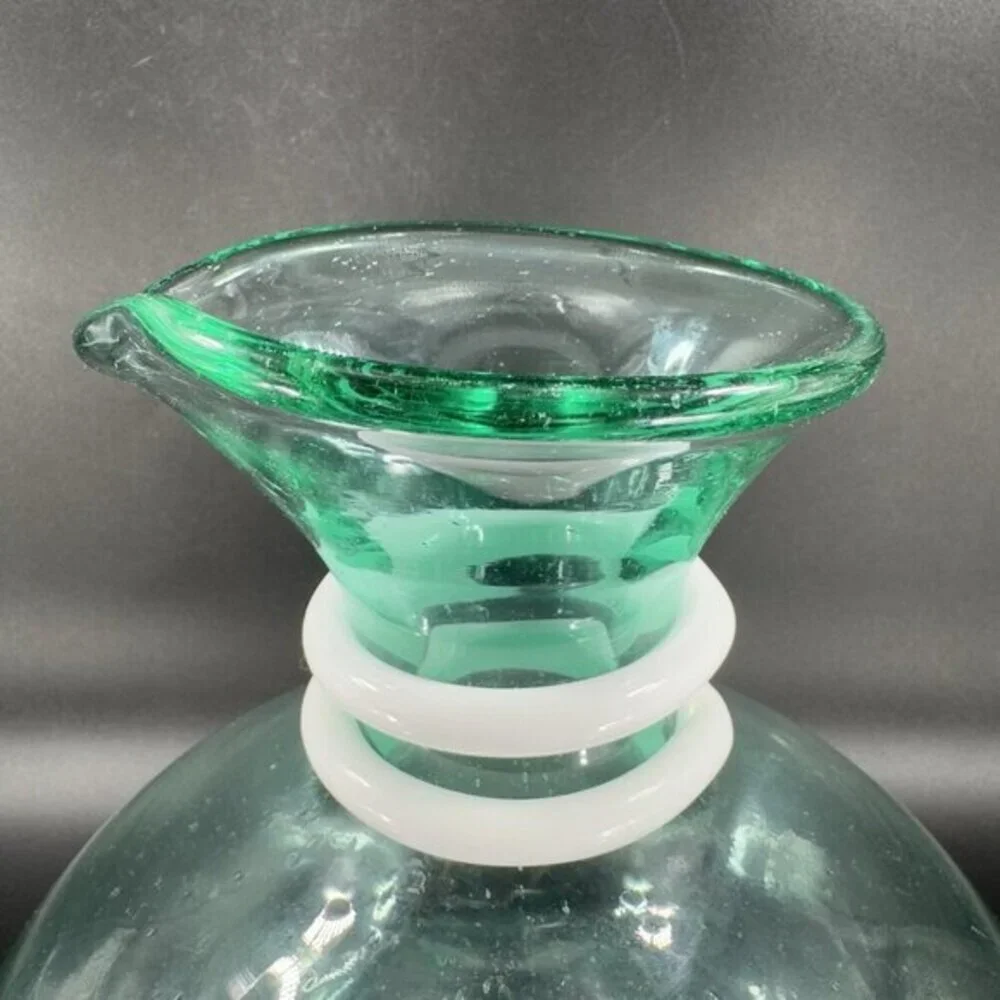 Paola‎ Navone Riviera Crate And Barrel Glass Vase Carafe Decanter Green Signed