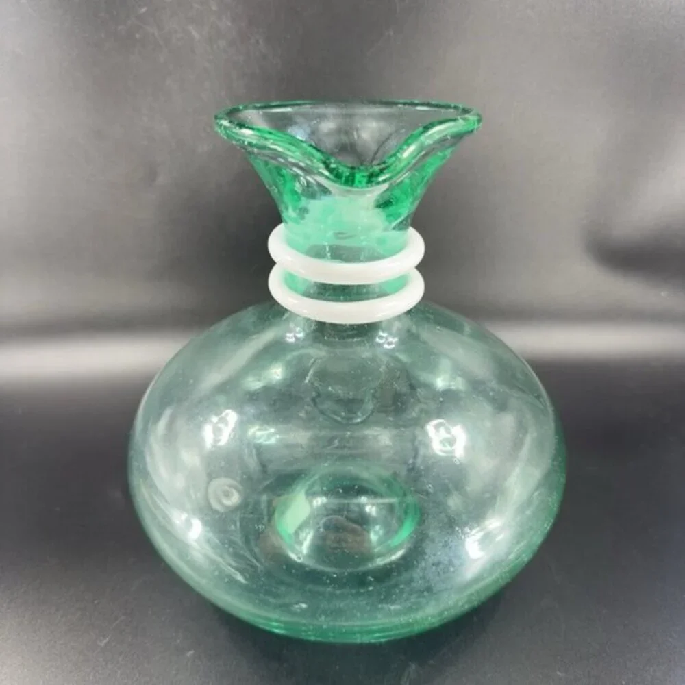 Paola‎ Navone Riviera Crate And Barrel Glass Vase Carafe Decanter Green Signed